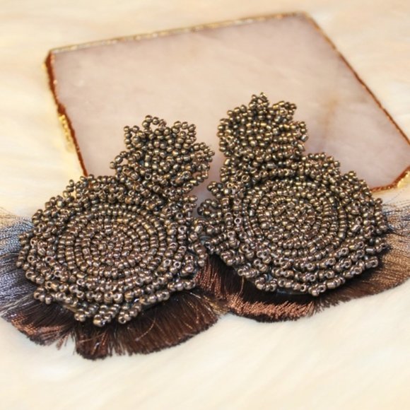 Beaded Drop Earrings with Tassels